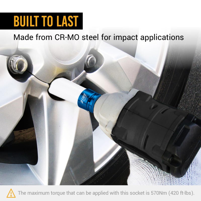 EWK 1/2" Drive 17mm Lug Nut Socket, 17mm Socket for Wheel Service, Non-Marring Protective Sleeve Prevents Damage to Custom Rims - Image 5